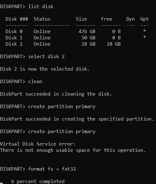 Command #8 DiskPart (Windows OS)