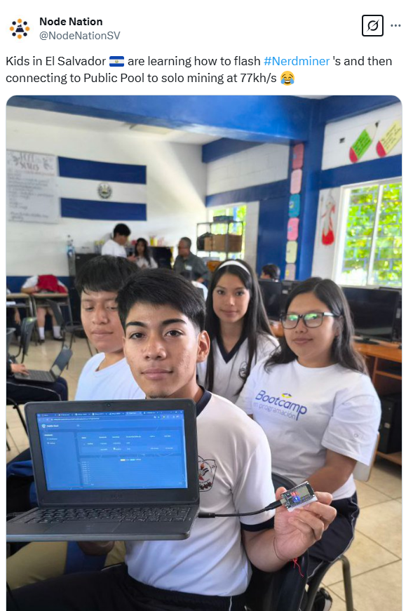 El Salvador Students Learn about Bitcoin Mining with NerdMiner&nbsp;Devices​