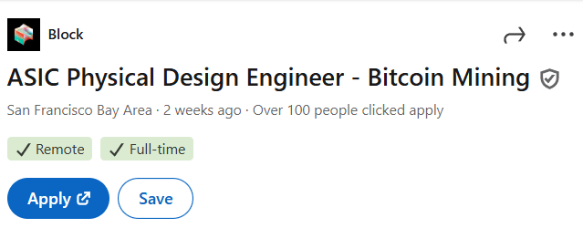 Jack Dorsey’s Block Seeks ASIC Physical Design Engineer for Bitcoin&nbsp;Mining​