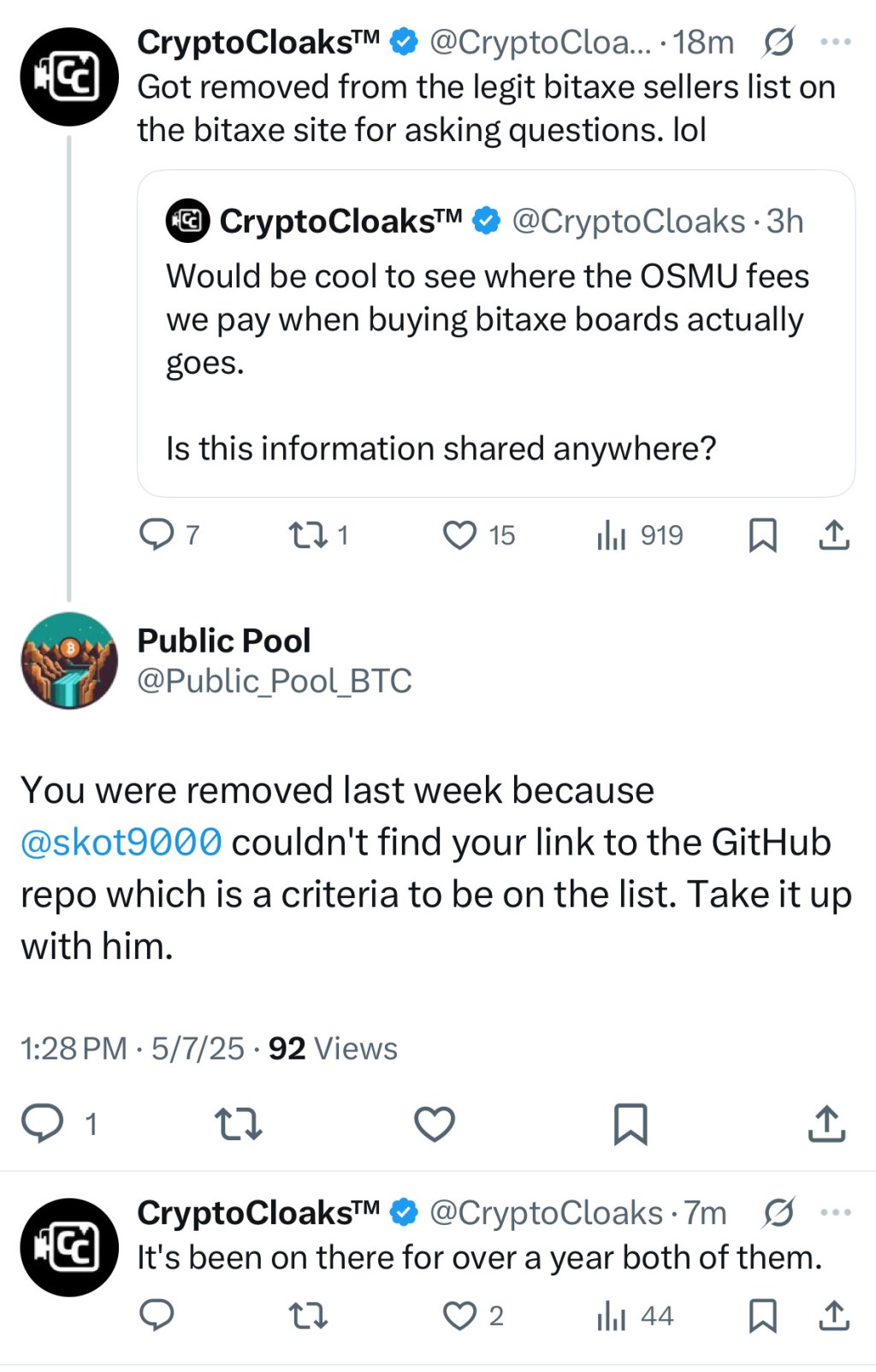 Open Source Bitcoin Mining Beef: CryptoCloaks Removed from OSMU Vendor&nbsp;List