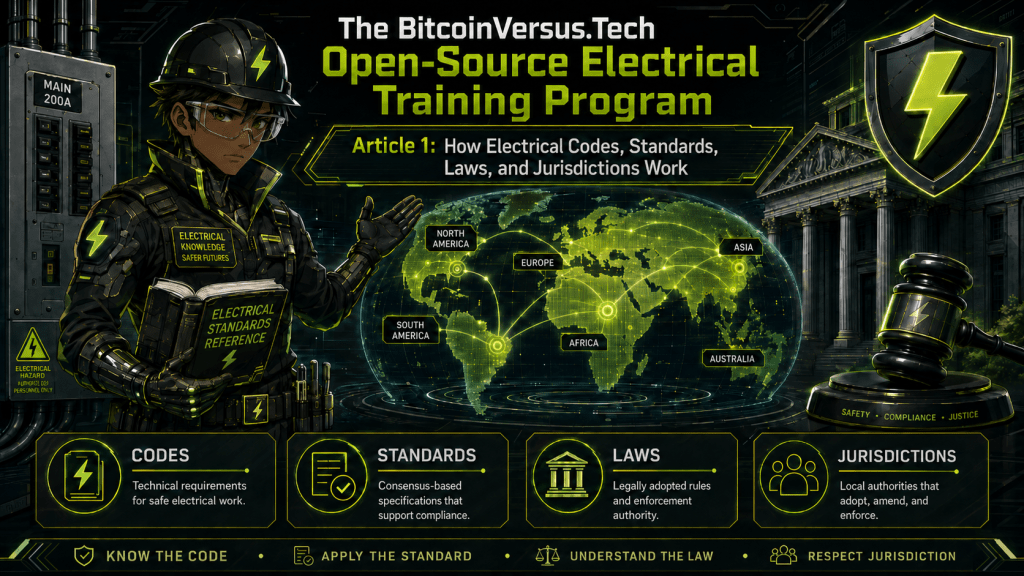 The BitcoinVersus.Tech Open-Source Electrical Training Program Article 1: How Electrical Codes, Standards, Laws, and Jurisdictions&nbsp;Work