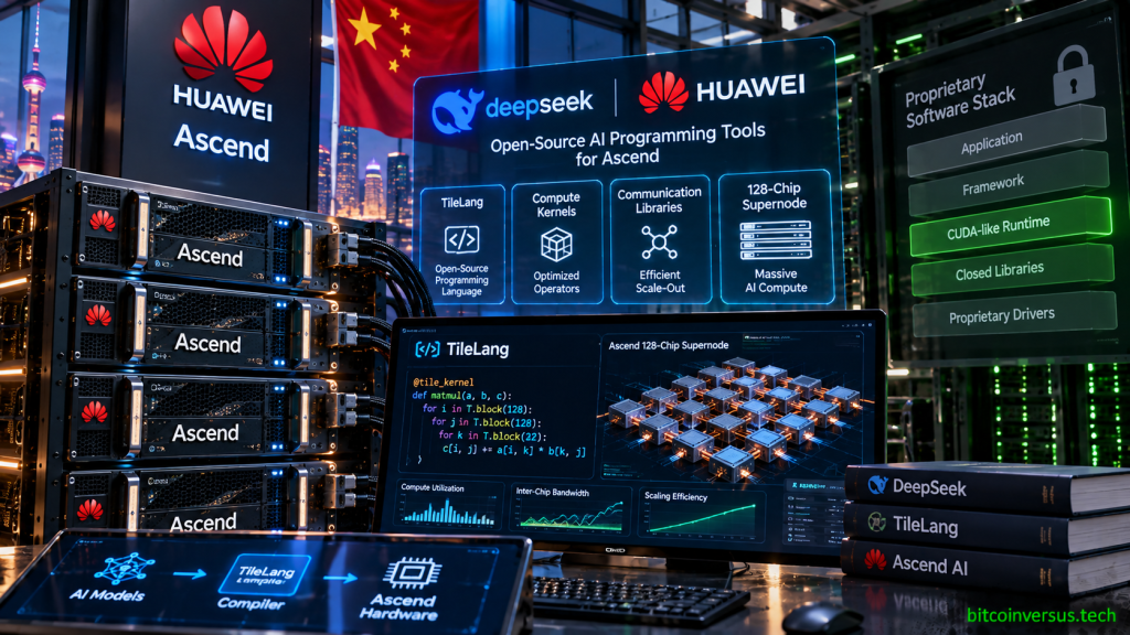 DeepSeek and Huawei Ascend AI systems with TileLang open-source programming tools, compute kernels and 128-chip supernode architecture