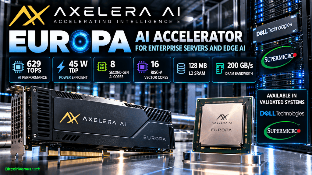 Axelera AI Europa accelerator rated at 629 TOPS and 45 W for enterprise AI systems