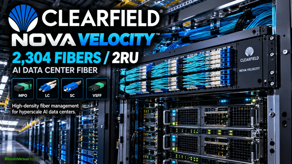 Clearfield NOVA Velocity high-density fiber panel supporting 2304 fibers in 2RU for AI data centers
