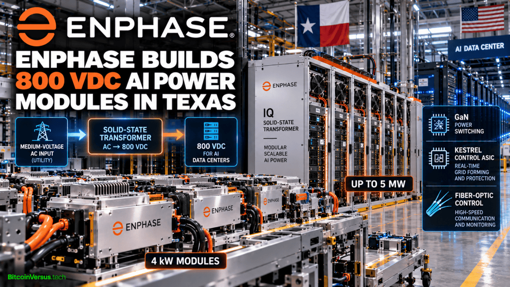 Enphase IQ solid-state transformer 4 kW modules for 800 VDC AI data centers manufactured in Texas