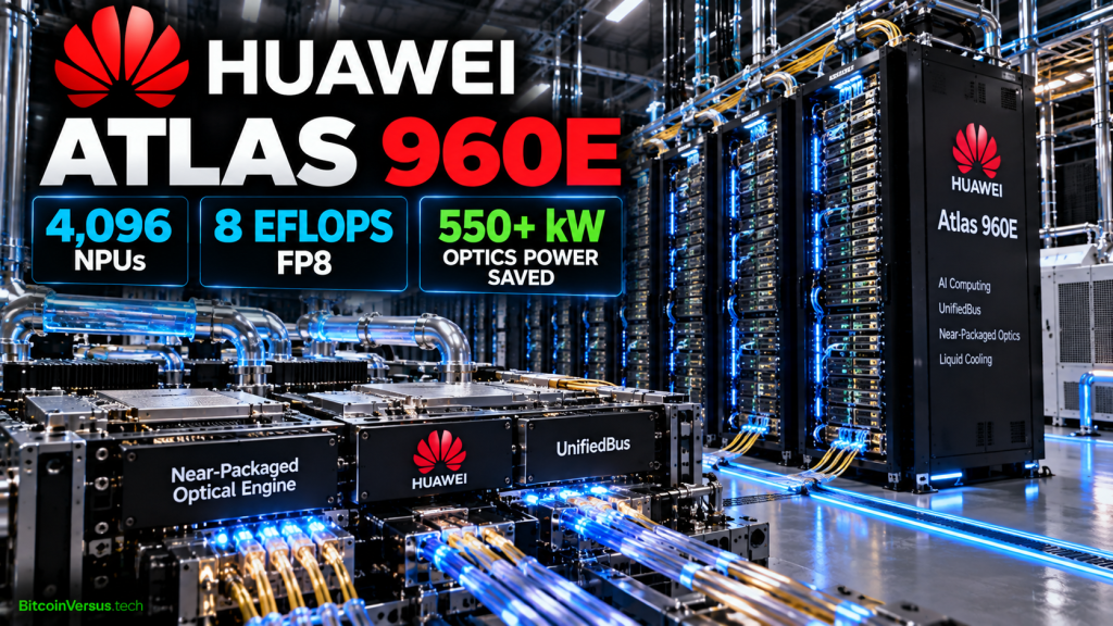 Huawei Atlas 960E SuperPoD with near-packaged optics and 550 kW optical power reduction