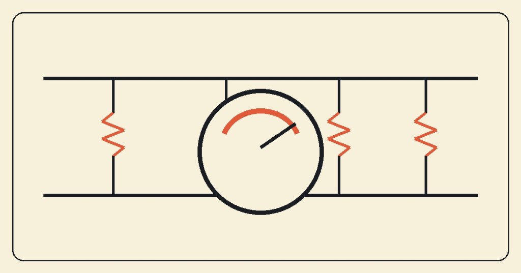 Original technical cover illustrating current measurement with a clamp meter