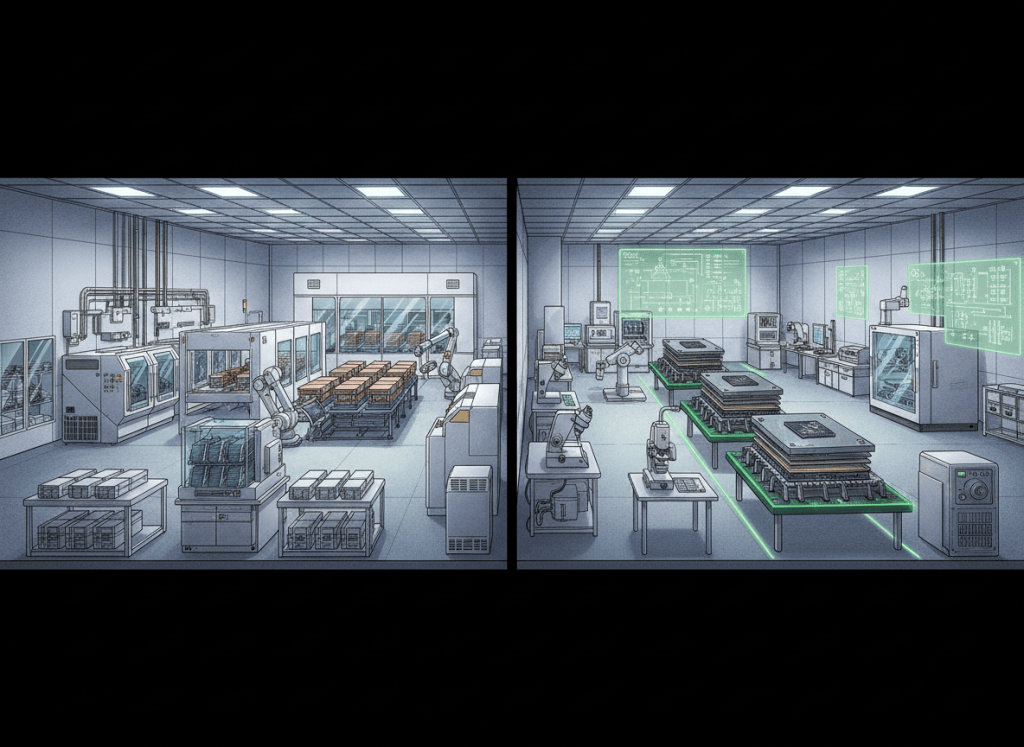 Advanced semiconductor packaging validation laboratory with wafers, chiplets and AI accelerator packages
