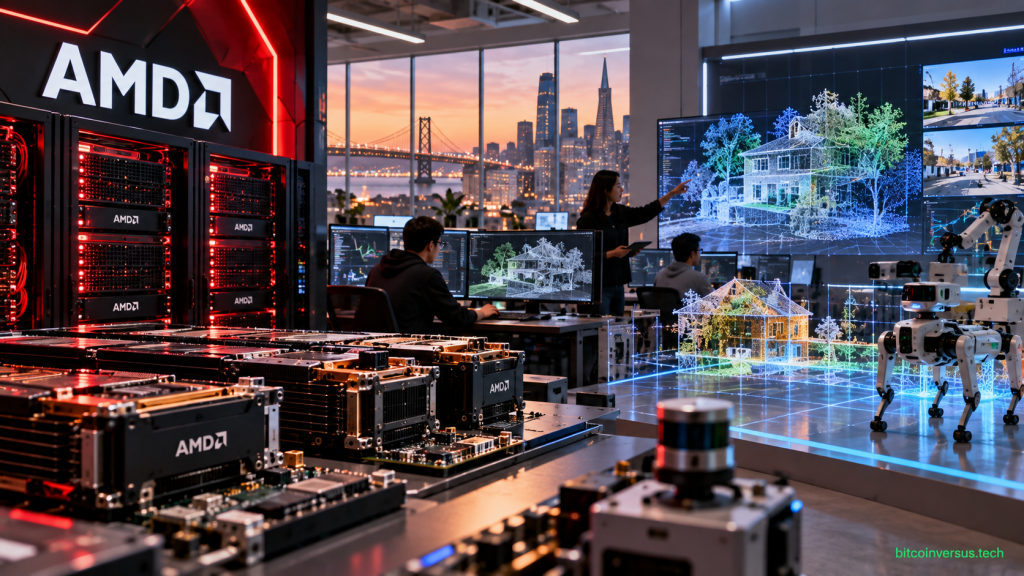 Illustration of AMD AI compute hardware supporting spatial intelligence and robotics research
