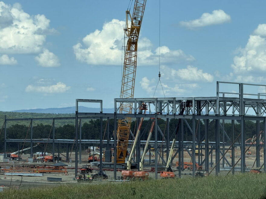 Actual steel-frame construction at Serverfarm's Clarksville campus, photographed for KUAR / Little Rock Public Radio