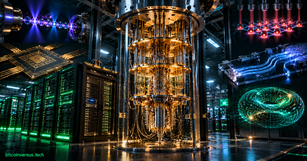 Quantum computing laboratory showing cryogenic, trapped-ion, neutral-atom and photonic computing architectures