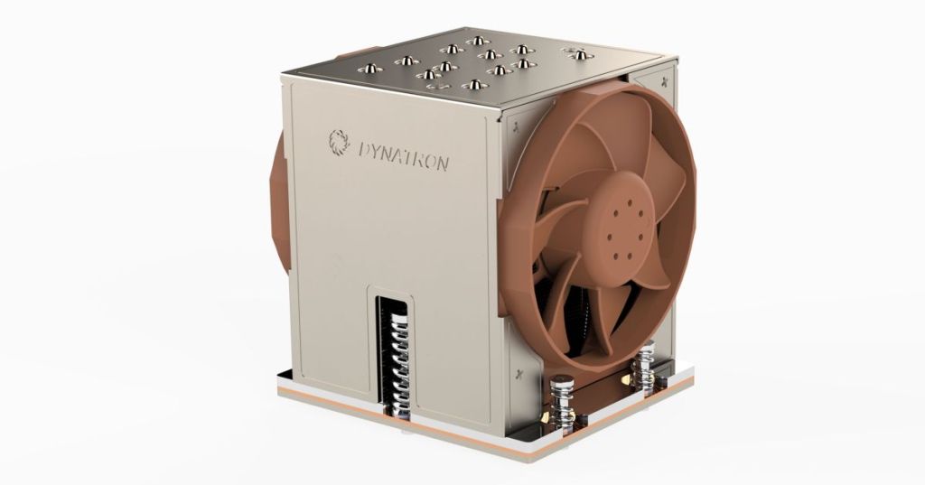 Dynatron SB1-4U-ACTIVE server cooler listed for AMD EPYC Verano on Socket SB1, directly illustrating the reported new socket platform.
