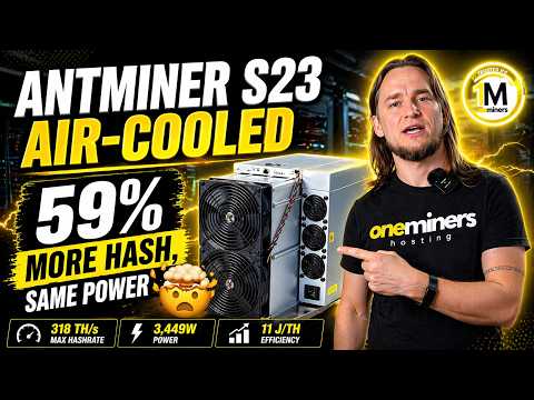 Real Antminer S23 air-cooled hardware shown in a video demonstration