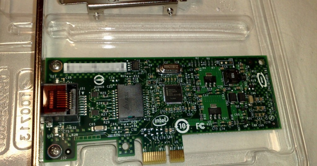 An Intel Gigabit Ethernet network interface card, representing the NIC hardware that connects computers and servers to networks.