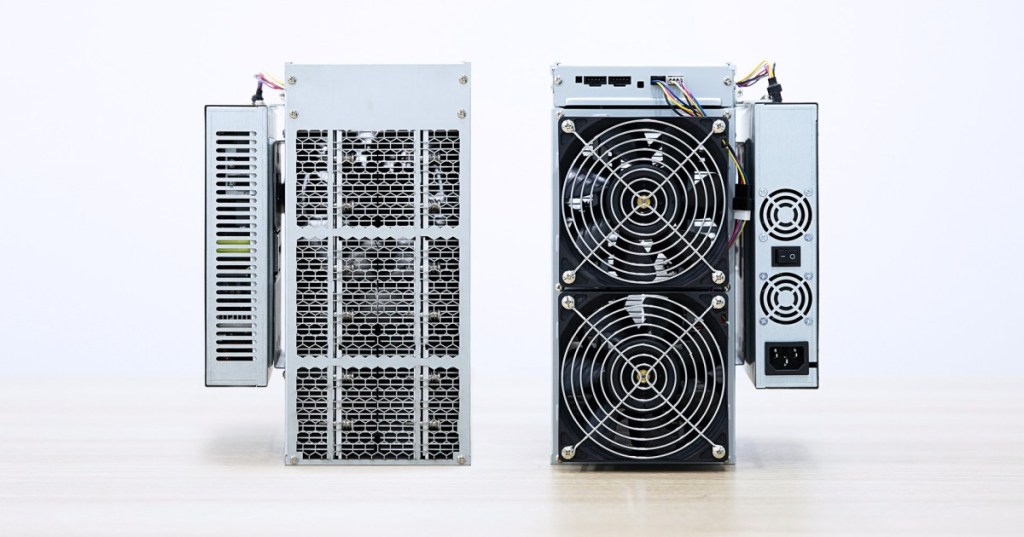 Canaan AvalonMiner A10 Bitcoin mining machines, representing ASIC miners communicating with mining pools through Stratum.