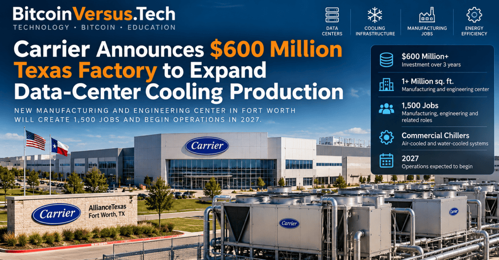 Illustrative depiction of a commercial cooling equipment manufacturing campus in Fort Worth, not an actual photograph of the proposed facility
