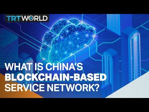 TRT World video still from its report about China's existing Blockchain-based Service Network