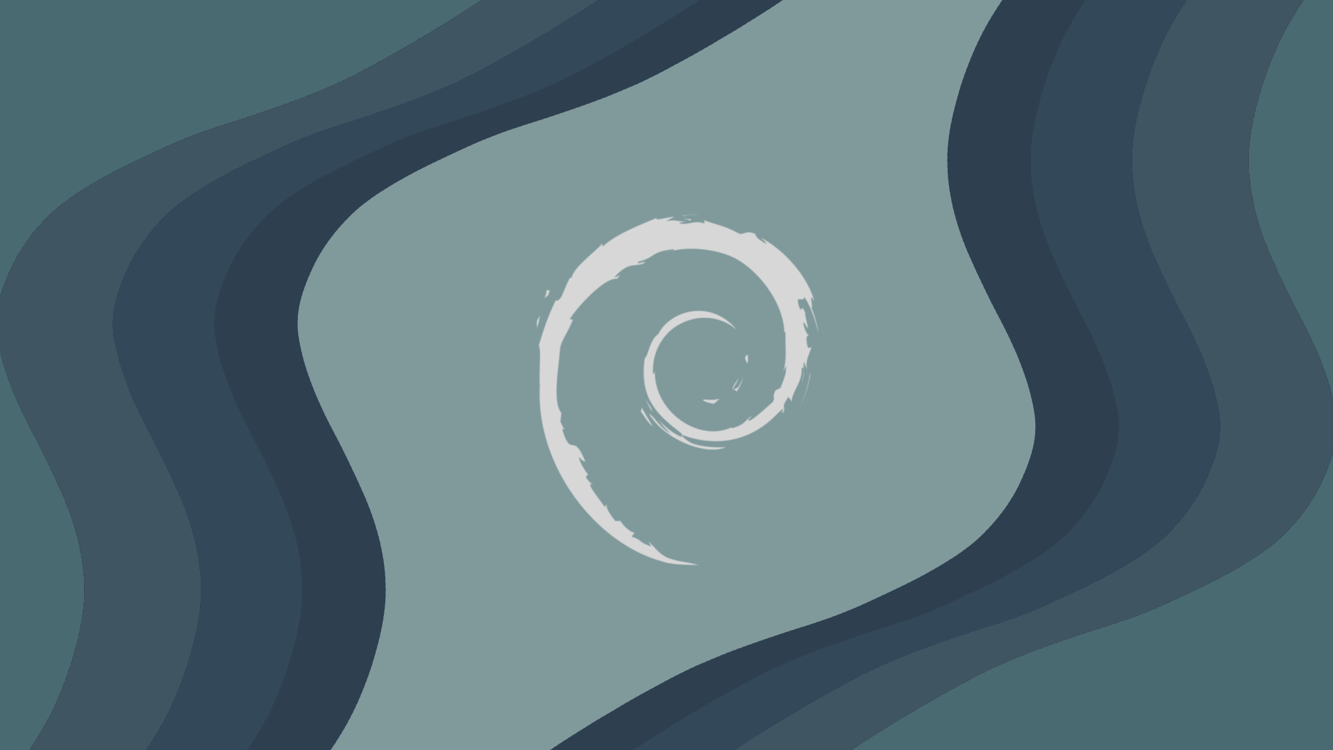 Aquatis community wallpaper proposal for Debian 14 Forky featuring a clean blue-green design with the Debian swirl.