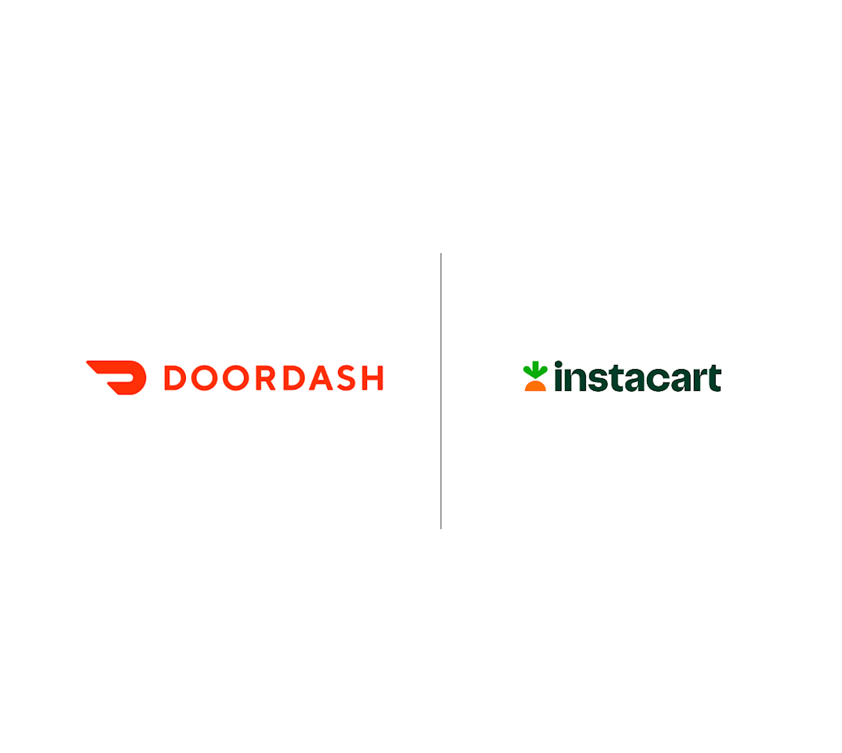 Official DoorDash and Instacart announcement graphic with both corporate logos