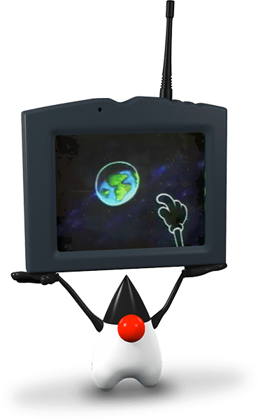 Duke, the open-source Java mascot, holding the Star7 handheld device