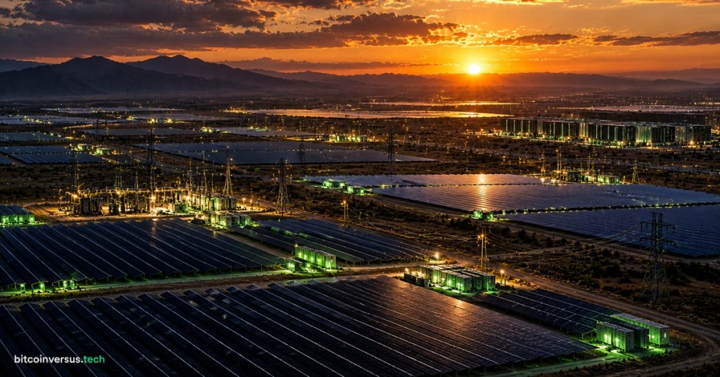 Utility-scale solar fields and grid infrastructure supplying fast-growing data-center regions