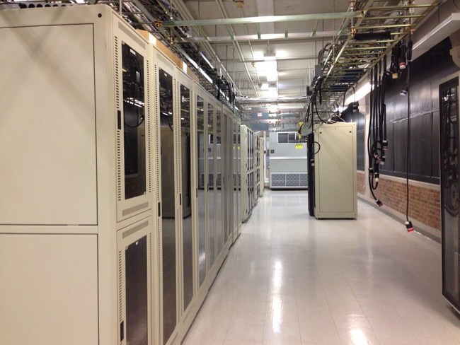 Server cabinets in the FirstLight Manchester data center
