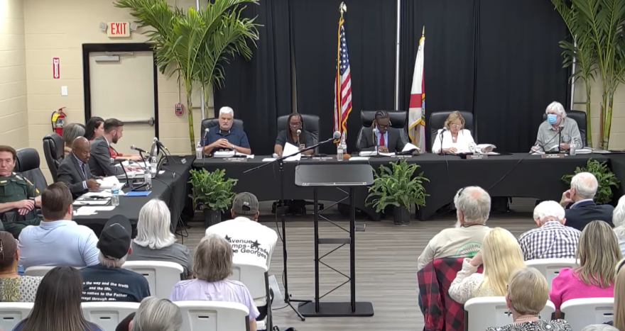 Fort Meade City Commission meeting photograph from April 14 2026 about the proposed data center agreement
