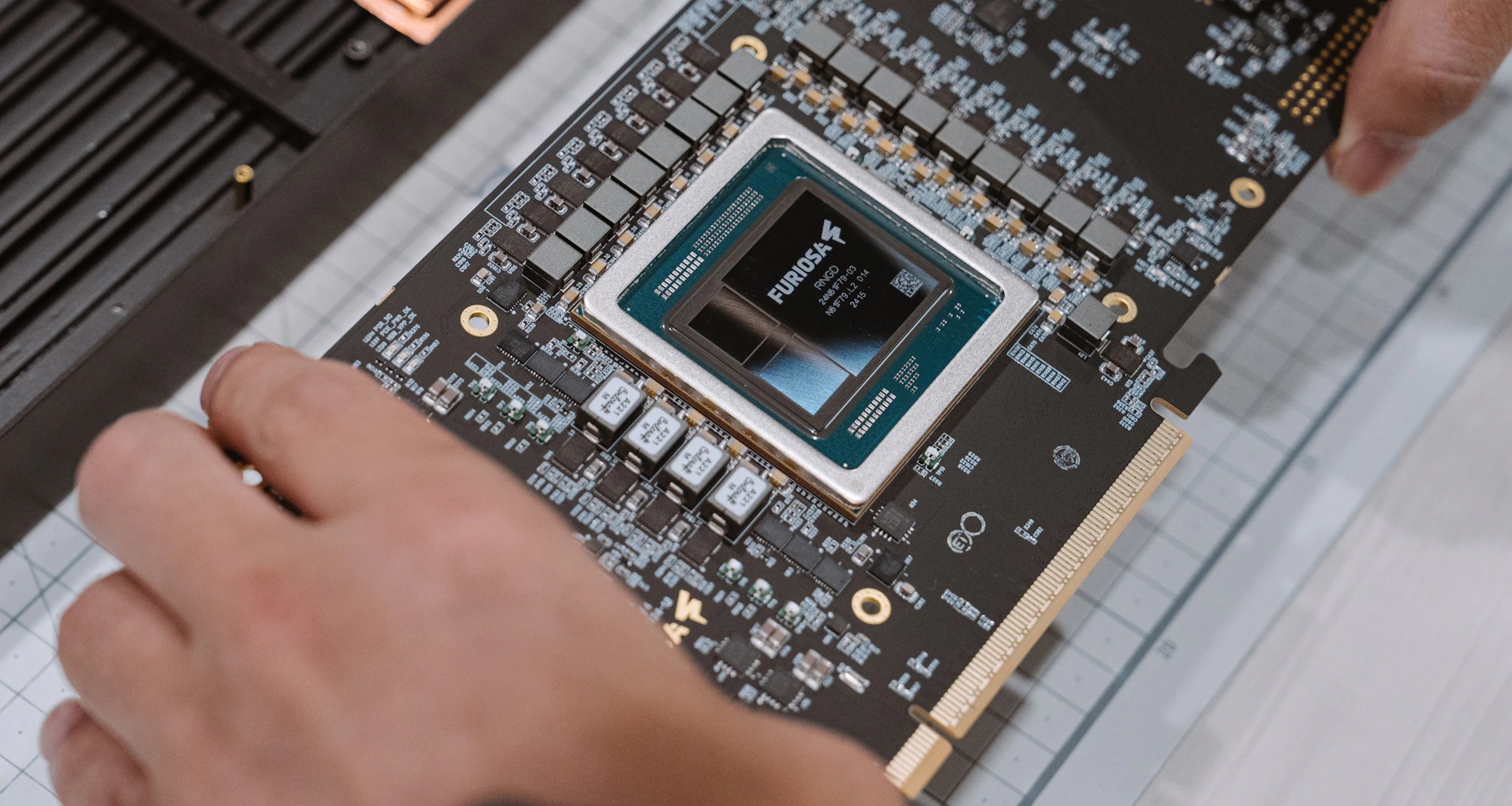 Close-up of Furiosa RNGD silicon on a circuit board