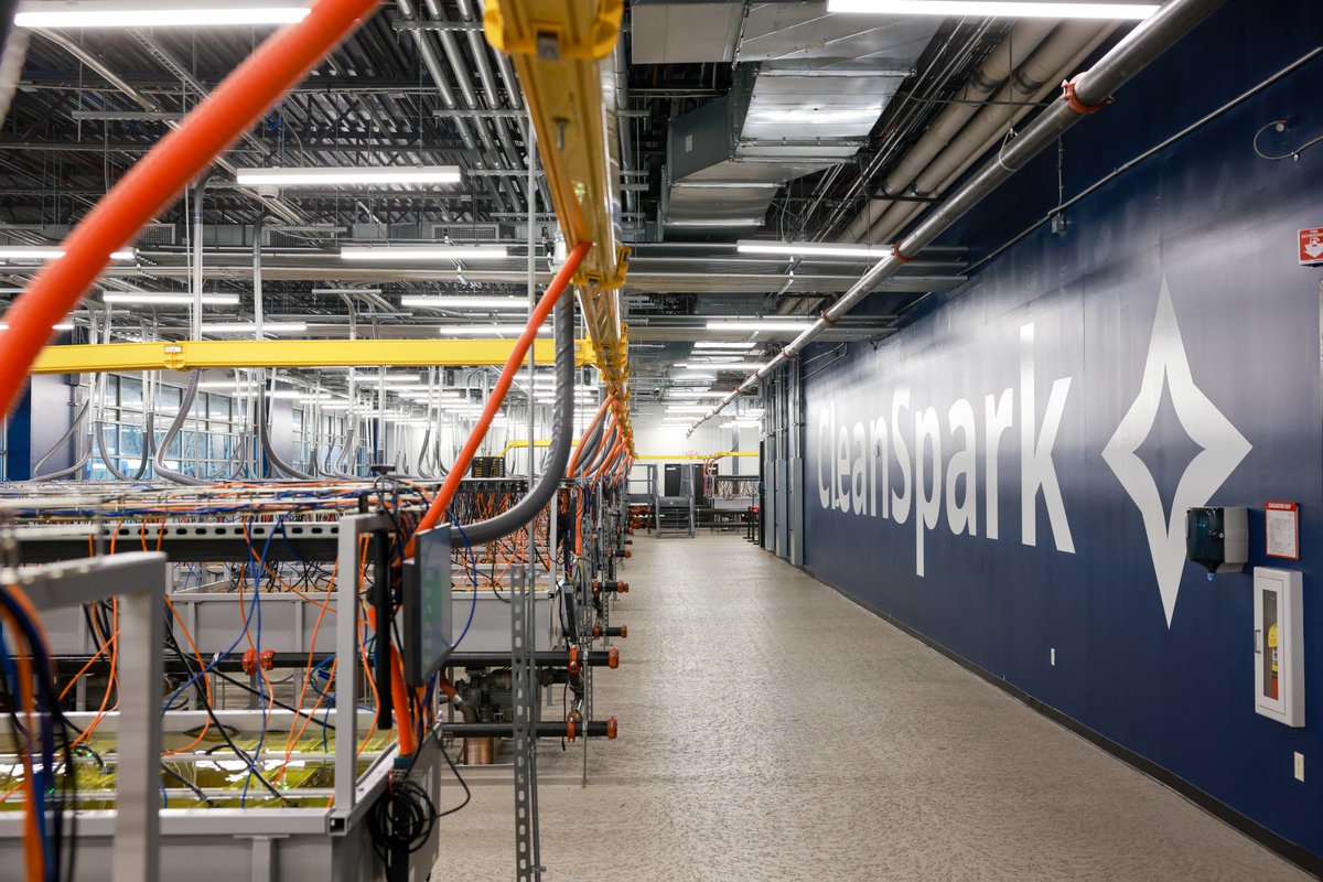 CleanSpark mining data-center interior from its official social photography