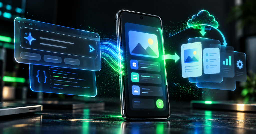 Android phone receiving an AI-built personal app through a private app workflow