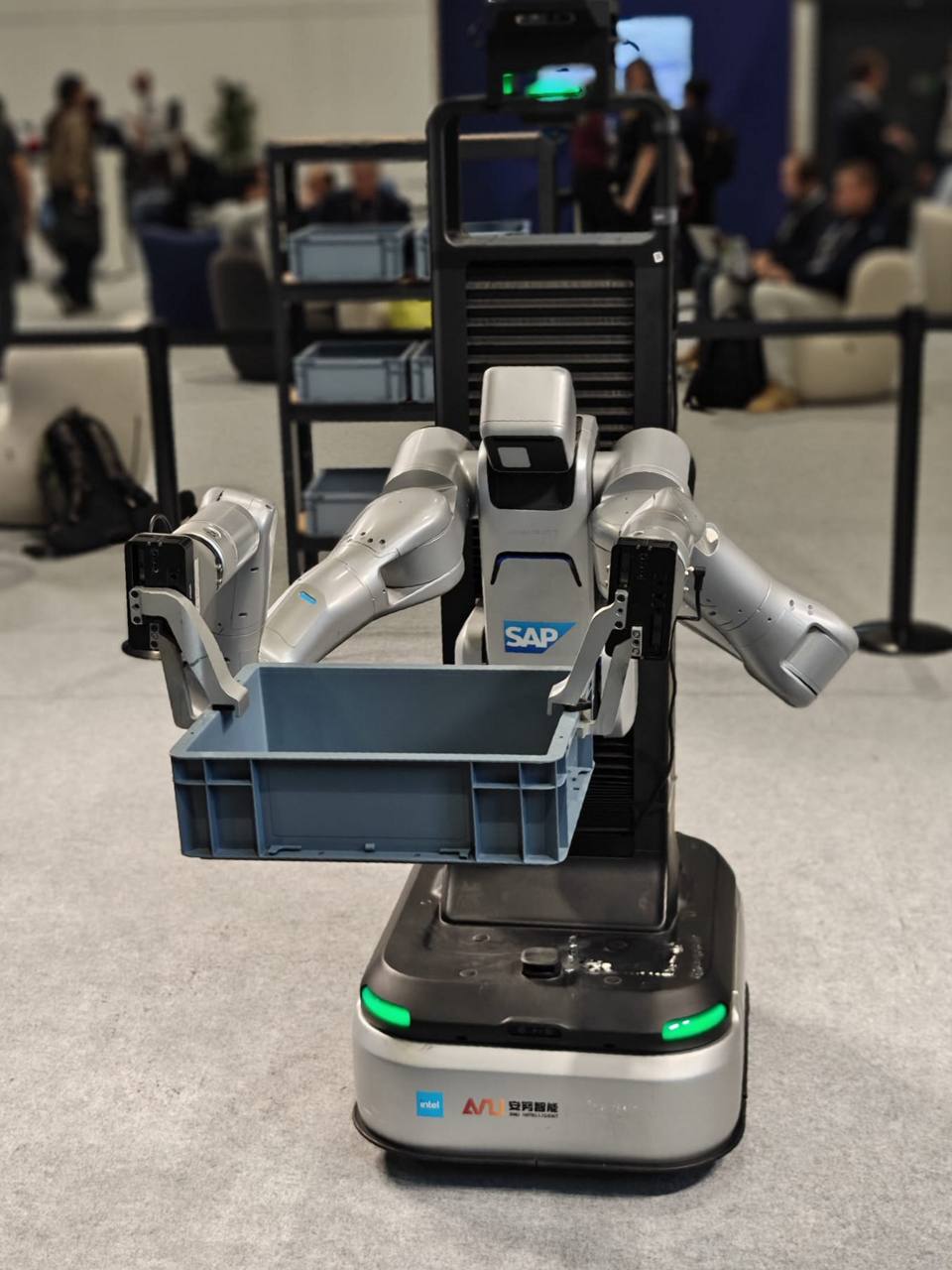 Another official Intel Newsroom photograph from the Intel–SAP physical AI presentation