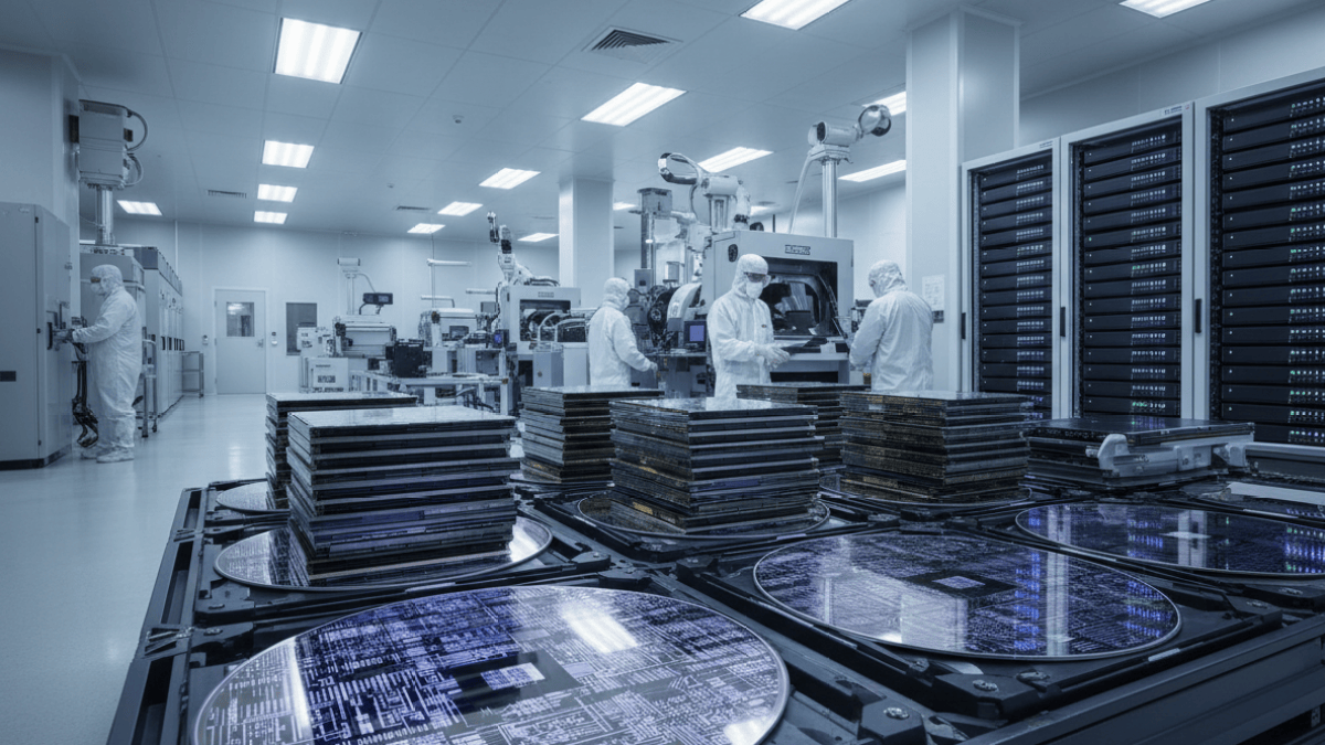 3D NAND flash memory, semiconductor wafers, and enterprise storage racks representing hyperscale SSD infrastructure