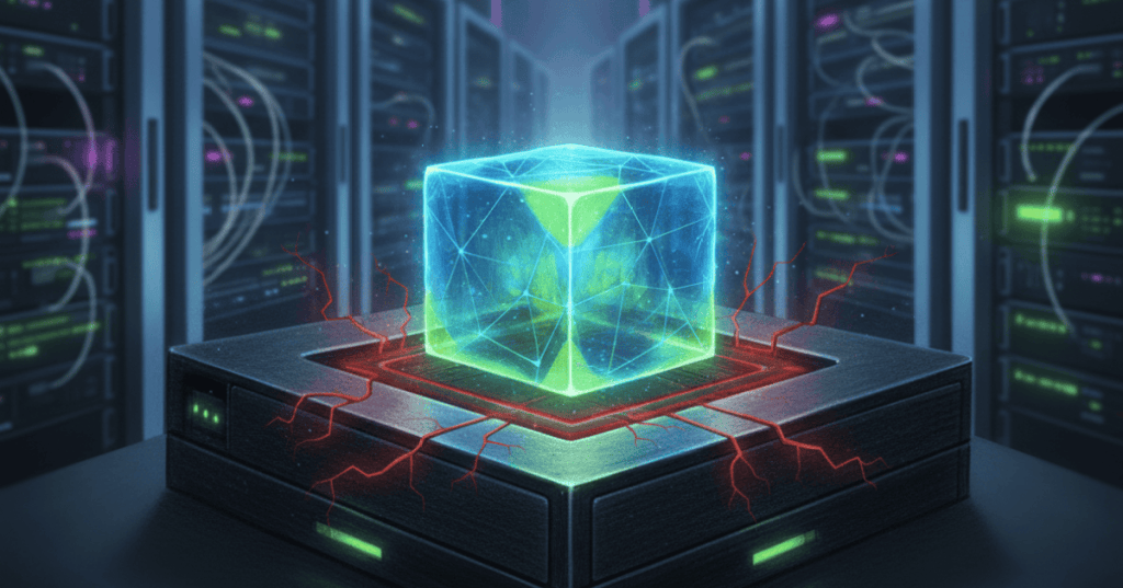 A virtual machine breaking through a host isolation boundary inside cloud server infrastructure.