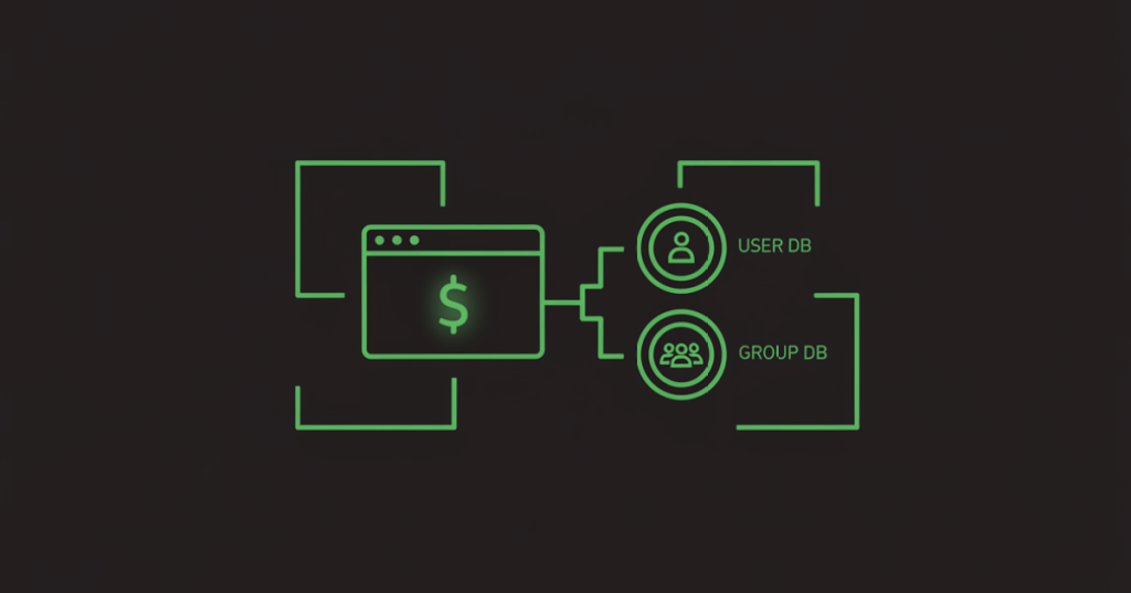 Minimal black and neon-green illustration representing the Linux getent command querying system databases.
