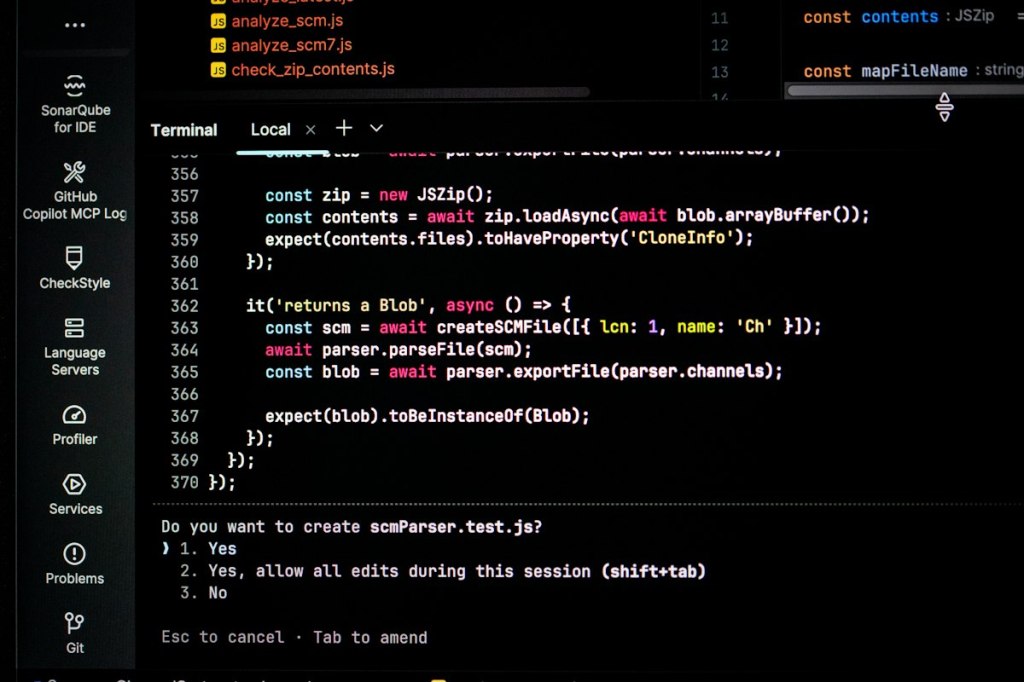 Computer screen displaying terminal prompts in a technical workspace.