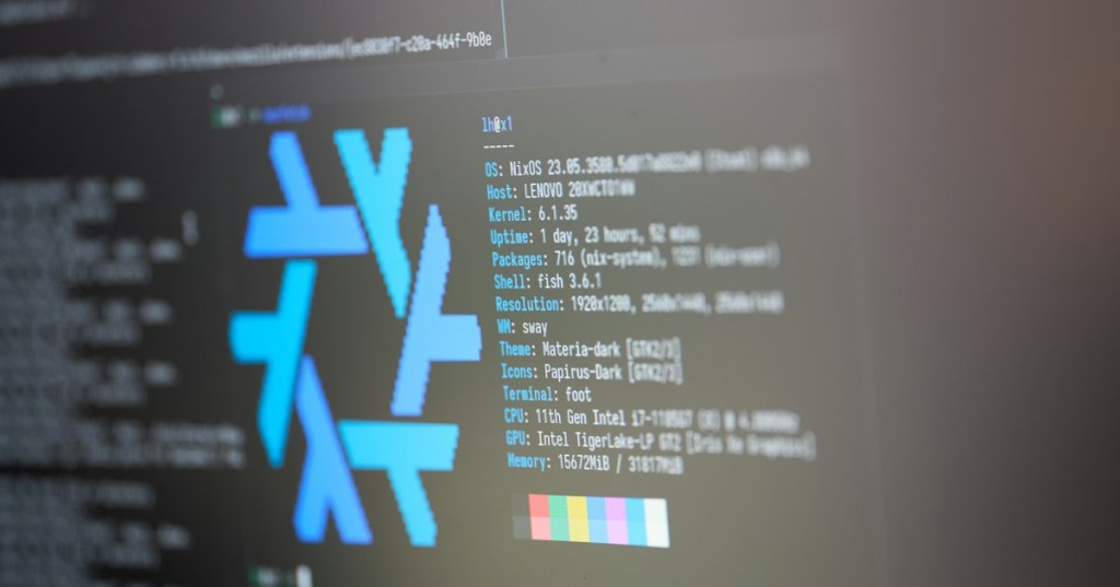 Editorial photograph of a Linux terminal displayed on a computer screen.