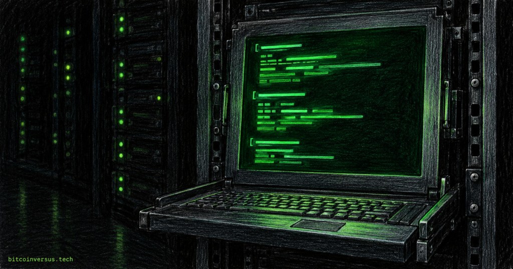 Colored-pencil illustration of a dark server console with green terminal lines for a systemd timer.