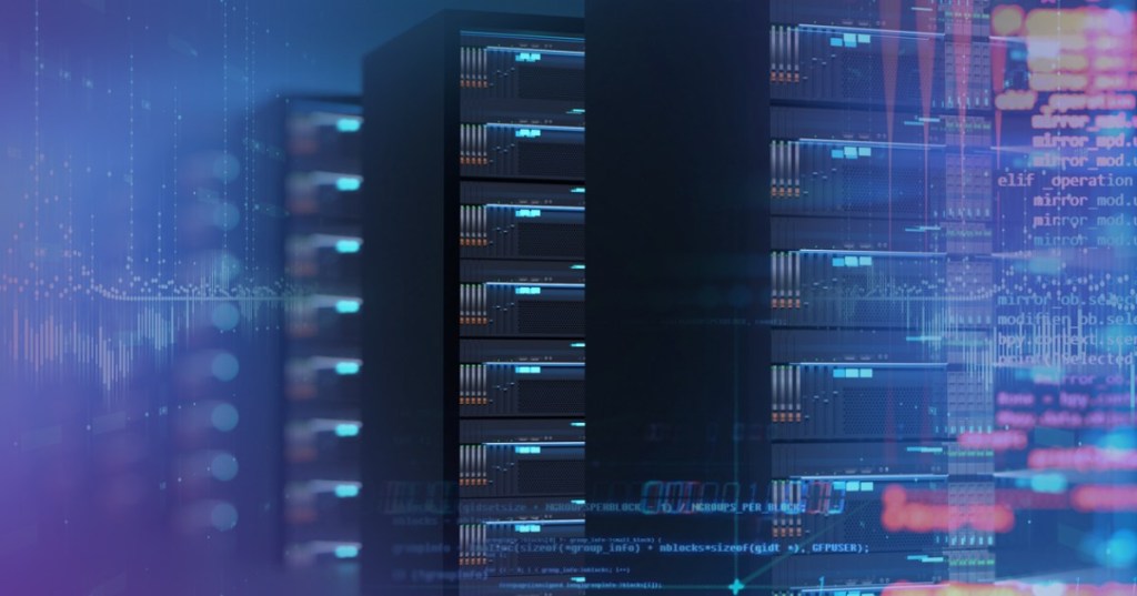 AI data center racks connected by optical networking representing Lumentum's sold-out photonics capacity through 2029