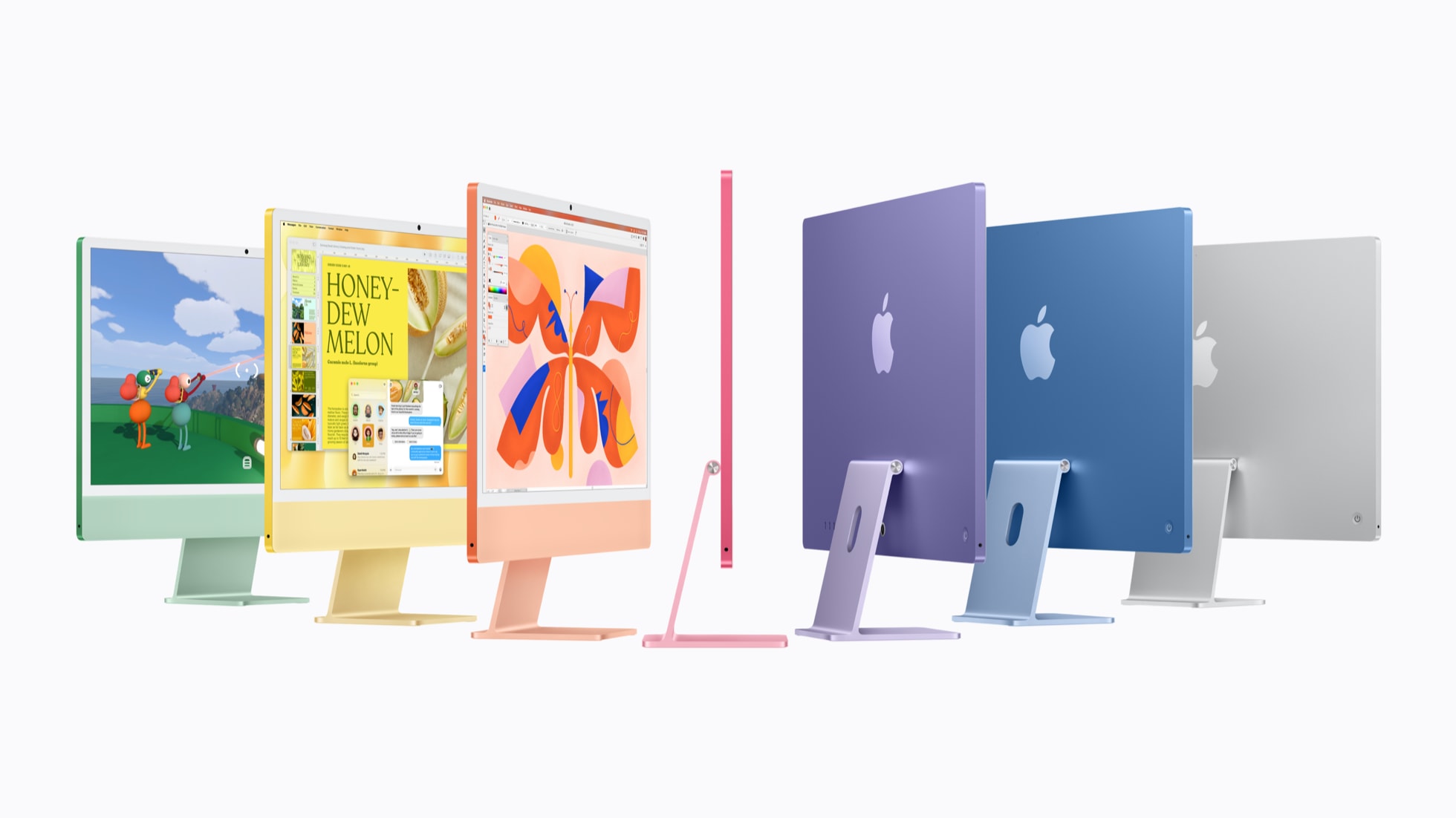 Apple M6 iMac all-in-one desktops shown in multiple colors