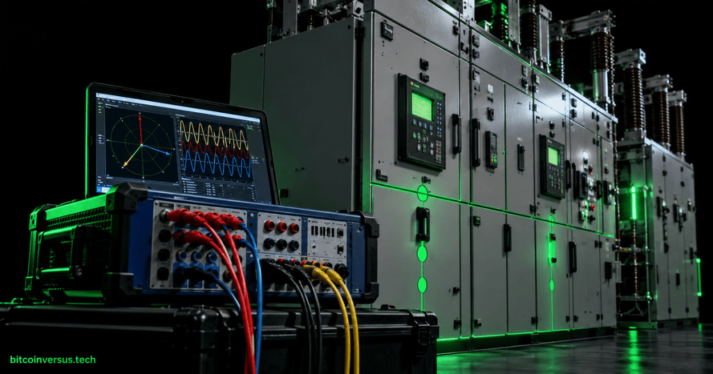 Relay test set and power switchgear used for electrical fault-analysis training