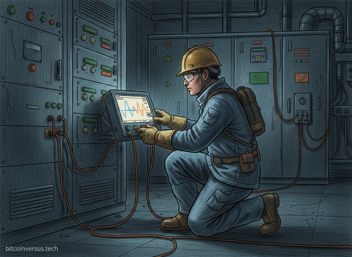 Electrical power quality illustration with voltage waveform measurement equipment