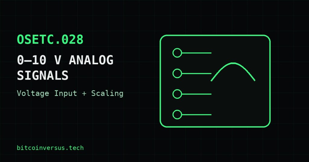 Dark technical illustration of an analog voltage input module and 0–10 V signal waveform
