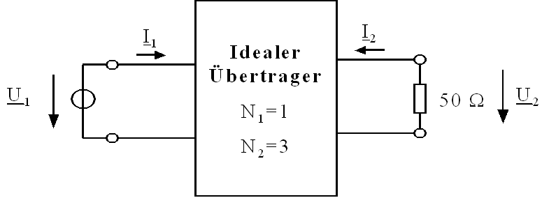 Transformer diagram illustrating voltage and inverse current transformation