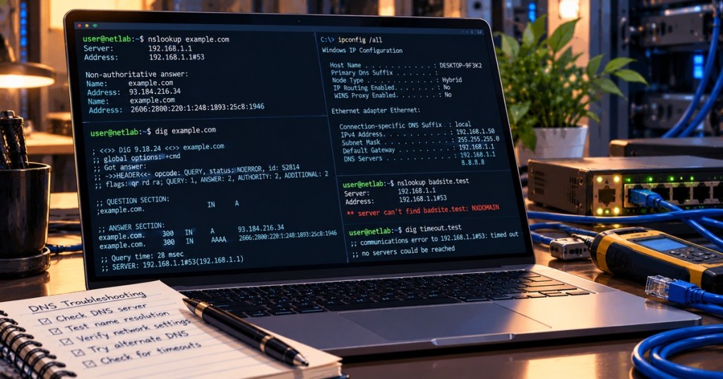 OSNTC.026: DNS Troubleshooting — Resolver Settings, nslookup, dig, NXDOMAIN, SERVFAIL, and Packet&nbsp;Capture