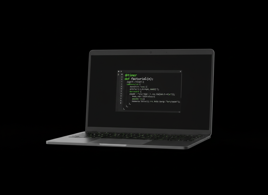 Python code editor showing a decorator above a function on a dark screen