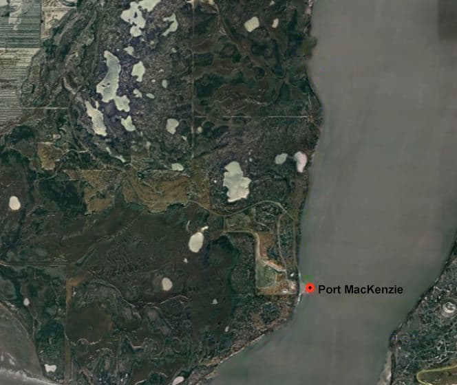 Published aerial view of the Port MacKenzie area where Terra-related industrial development is being marketed