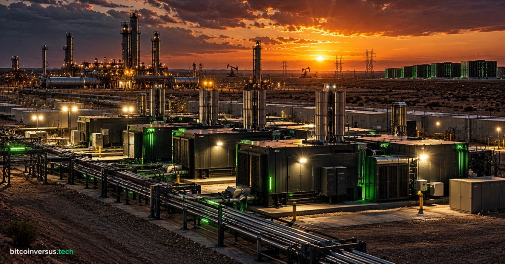 Modular natural-gas power generation in the Permian Basin supplying industrial infrastructure with a distant data center