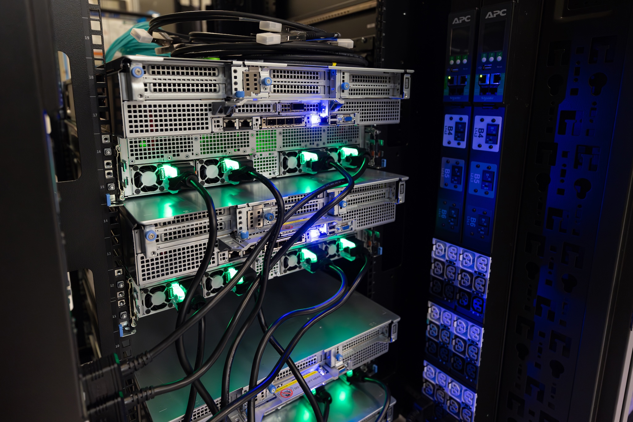Existing cabled high performance computing servers inside Purdue Rosen Center for Advanced Computing