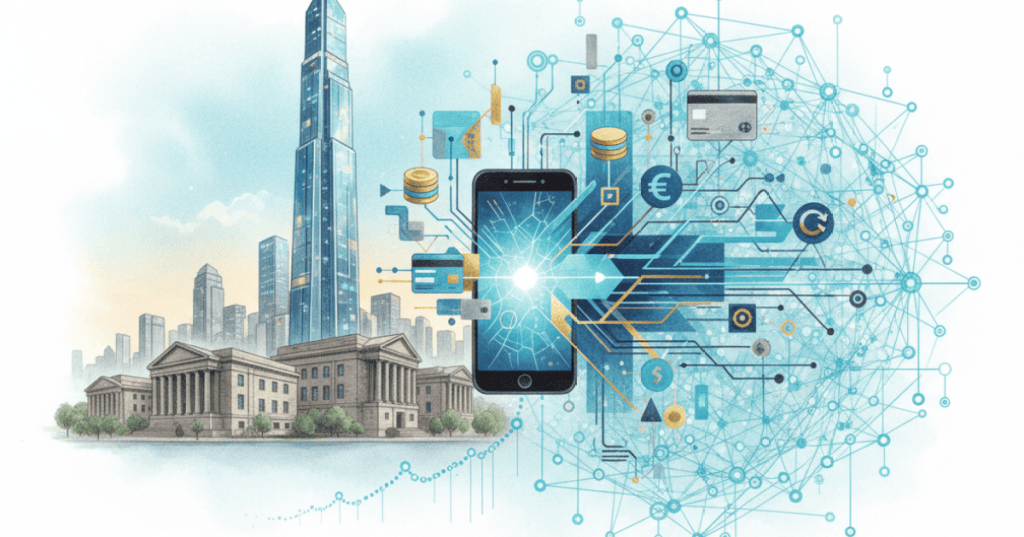 A digital banking platform expanding through a global financial network while rivaling traditional banks.