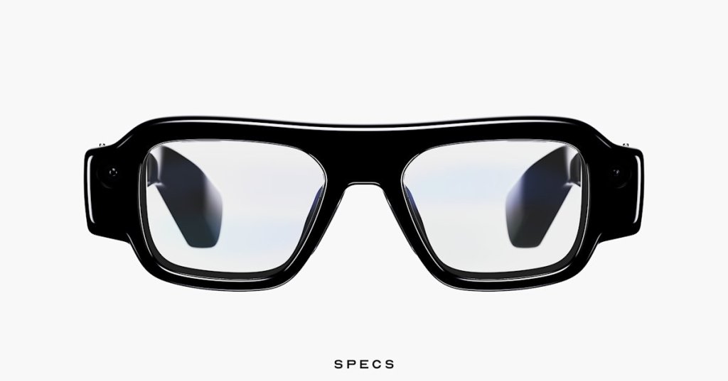Front view of Snap SPECS augmented reality glasses, from Snap's official 2026 press materials.